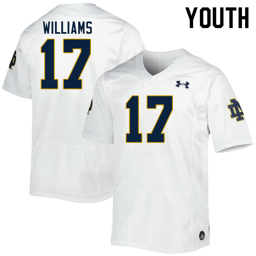 Youth #17 Cam Williams Notre Dame Fighting Irish College Football Jerseys Stitched-White